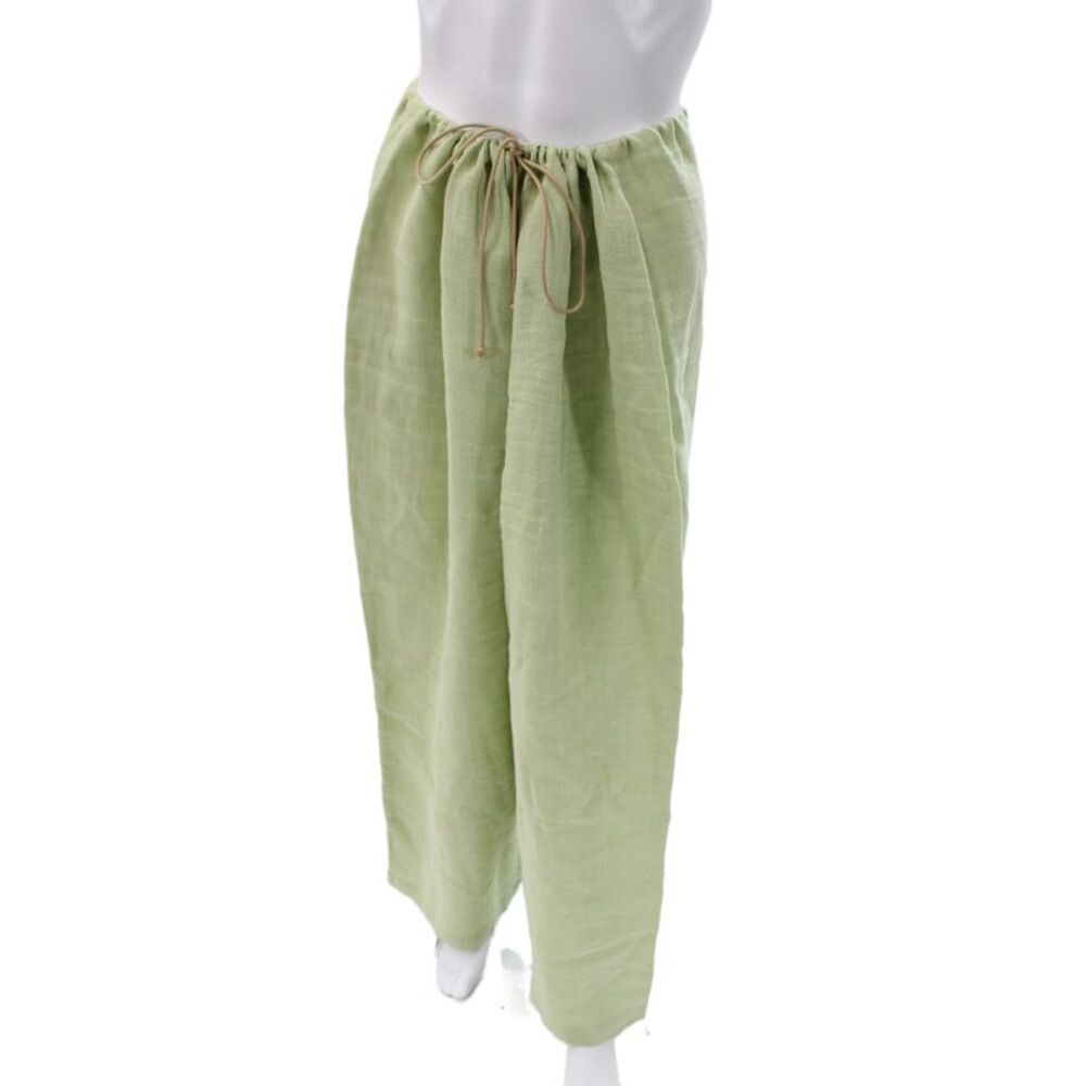 Ellen Tracy Womens Linen Drawstring Pants Green Beach Solid Size XL